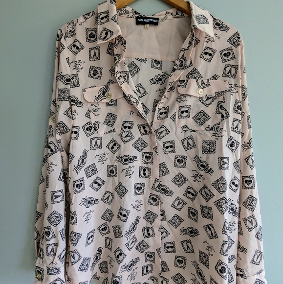 Karl Lagerfeld Paris Pink Button Down Shirt 🩷 - Picture 2 of 6